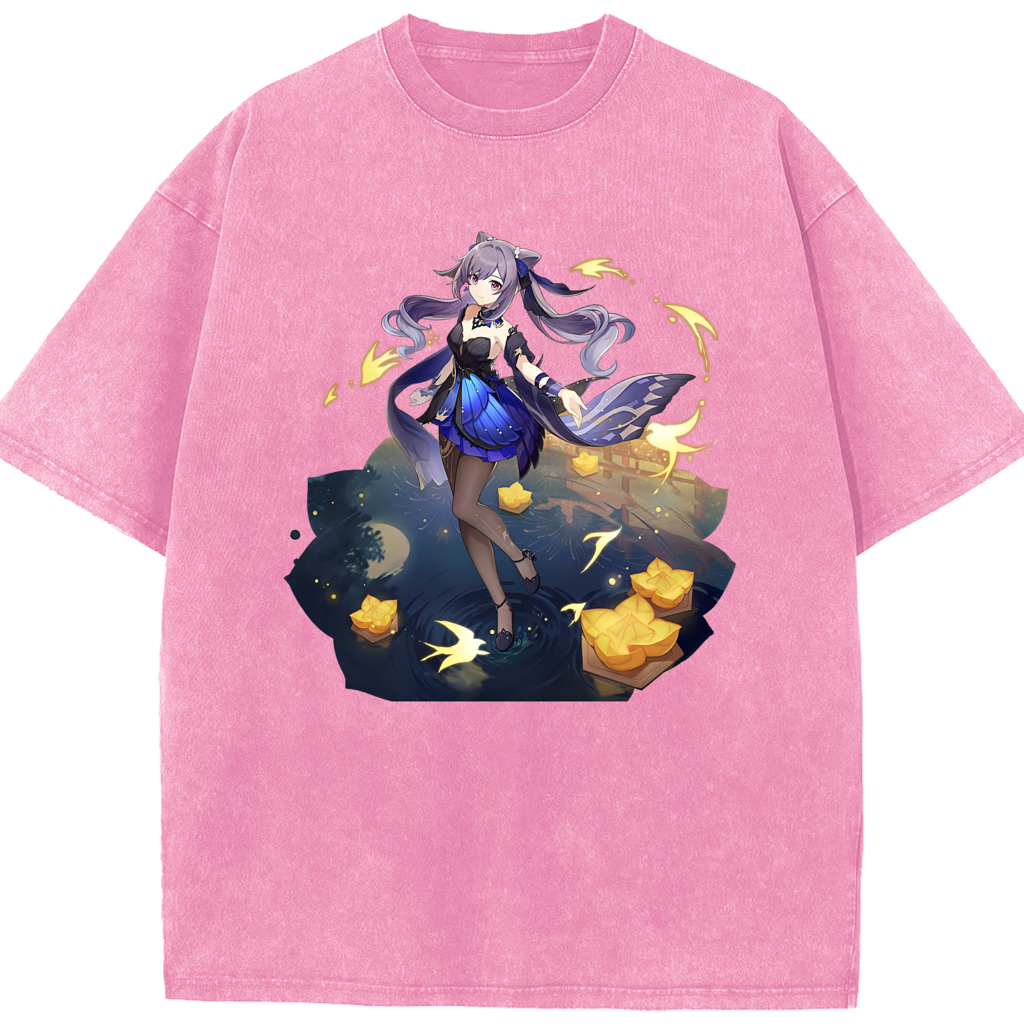 げんし神 刻晴 こくせい genshin Kokusei 綿100% ヴィンテージ風 半袖Tシャツ（フロントプリント）